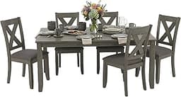 Signature Design by Ashley Caitbrook 7-Piece Dining Set, Gray Wash | Acacia veneer & engineered wood, X-back cushione...