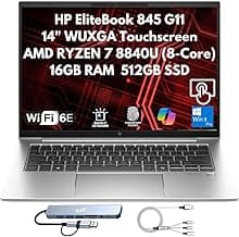 HP EliteBook 845 G11 AI-Ready Business Laptop 2026, 14" WUXGA Touchscreen, 8-Core AMD Ryzen 7 8840U, 16GB DDR5 RAM, 5...