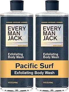 Every Man Jack Exfoliating Body Wash for All Skin Types - Pacific Surf - Made with Natural Exfoliants -14 fl oz (2 Pack)