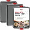 Premium Nonstick Baking Sheet Pans – Set of 3, Heavy-Gauge Carbon Steel, Warp, Dent, and Rust-Resistant – Gourmet Rim...