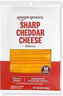 Amazon Grocery, Sharp Cheddar Cheese, Sliced, 8 Oz, 10 Slices