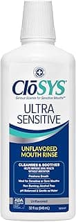 CloSYS Ultra Sensitive Mouthwash, 32 Oz, Alcohol Free Mouthwash, Unflavored Mouth Wash, Dye Free, pH Balanced, Helps ...