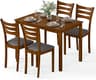 Giantex Dining Table Set for 4, Rectangular Kitchen Table Set w/ 4 Upholstered Chairs & Solid Rubber Wood Frame, Spac...