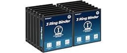 SUQJOY 1 Inch 3 Ring Binders 12 Pack, Clear View Binder Bulk, Black PVC-Free 3-Ring Binders for School, Office or Hom...