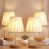 Gerrii 4 Pack Small Bedroom Table Lamp with USB Powered, Bedside Pleated Lamps for Nightstand Metal Base & Fabric Sha...