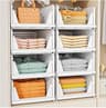 SNSLXH 5 Pack Stackable Closet Storage Basket, Multifunctional & Foldable Closet Organizer for Bathroom Kitchen Laund...