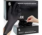 FINITEX - Black Nitrile Disposable Gloves, 5mil, Powder-free, Medical Exam Latex-Free 100 PCS For Examination Home Cl...