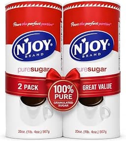 N'Joy Pure Sugar, Pack of 2 Canisters with EZ-Open Pour Spout (20 oz each)