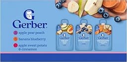 Gerber Stage 2 Baby Food, Fruit and Veggie Favorites Puree Pouches Variety Pack, No Added Sweetener, Baby Food Pouche...