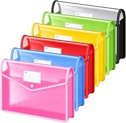 6 Pack Plastic Expanding File Folders, Metal-Reinforced Document Organizer Fit Letter / A4 Size Paper, Large Capacity...