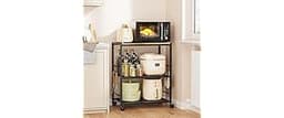 Rolling Kitchen Microwave Cart, 3-Tier Microwave Stand with Adjustable Shelf, Kitchen Storage Cart on Lockable Wheels...