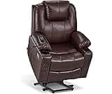 MCombo Electric Power Lift Recliner Chair Sofa with Massage and Heat for Elderly, 3 Positions, 2 Side Pockets, and Cu...