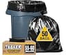 Tasker 55 Gallon Trash Bags | Value 50 Trash Bags w/Ties | Heavy Duty Extra Large Industrial Trash Bags 55 Gallon, La...