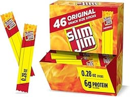 Slim Jim Smoked Meat Sticks, Original Flavor, 6g Protein Per Serving, Snack Size, 0.28 oz. (46 Count)