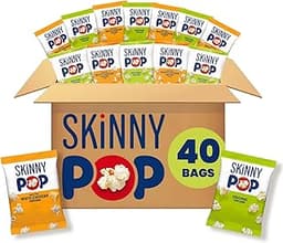 SkinnyPop Popcorn, Original and Dairy-Free White Cheddar Variety Pack, Whole Grain Snack, 0.5oz (40ct)