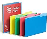 Pendaflex Colored File Folders, 36 Pack, Letter Size (8.5" x 11"), 3 Tabs, Durable Paper, Assorted Colors: Green, Yel...