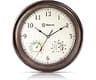 Geevon 12" Vintage Wall Clock Non Ticking with Hygrometer and Thermometer Combo,Battery Operated Quartz Decorative Wa...