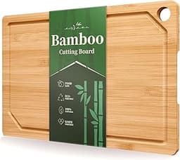 Kitsure Bamboo Cutting Board for Kitchen, Large, Natural | Multi-Sizes Wooden Cutting Boards for Chopping & Serving, ...