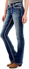 WallFlower Luscious Curvy Bootcut Jeans for Women, Mid-Rise Insta Stretch Denim, Size-Inclusive Juniors Jeans, Sizes ...