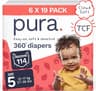 Pura 360° Diaper Pants Size 5 (27-38lbs) 114x Stretchy Night Time Pull Ups, 12 Hour Overnight Leak Protection, Soft C...