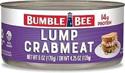 Bumble Bee Lump Crab Meat, 6 oz Can - 14g Protein & 1g Carb Per Serving - Wild Caught, Small Chunks, Drain Before Use...