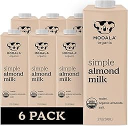 Mooala Organic Simple Almond Milk, 32oz - 3 Ingredient, Shelf Stable, No Gums, No Oils, No Fillers, Unsweetened, Non-...