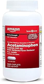 Amazon Basic Care Extra Strength Pain Relief, Acetaminophen Caplets, 500 mg, Pain Reliever/Fever Reducer, 500 Count
