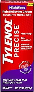 Tylenol Precise Nighttime Pain Relieving Cream, Topical Relief with 4% Camphor & 1.25% Menthol for Fast Acting & Pene...