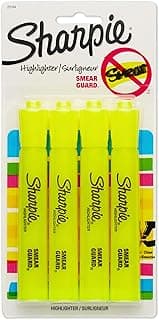 Sharpie Tank Style Highlighters, Fluorescent Yellow, Chisel Tip, 4 Count