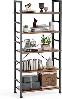 DUMOS 5 Tiers Bookshelf, Classical Modern Book Shelf, Tall Display Shelves in Living Room/Home/Office, Storage Organi...