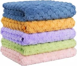 5 Pcs Microfiber Bath Towels, with Hang Loop 27.6'' x 55'' Large Colorful Sheet Set Soft Plush Fluffy Quick Dry Absor...