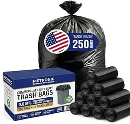 METRONIC 30-33 Gallon Trash Bags Black Commercial Garbage Bags 250 Count | Garbage Bags in Bulk, 32” x 38” Large Plas...