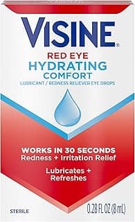 Visine Red Eye Hydrating Comfort Redness Relief and Lubricant Drops to Help Moisturize and Relieve Due to Minor Eye I...