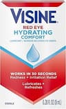 Visine Red Eye Hydrating Comfort Redness Relief and Lubricant Drops to Help Moisturize and Relieve Due to Minor Eye I...