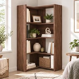Corner Bookshelf,Expandable 3-in-1 , 4-Tier Adjustable Corner & Straight