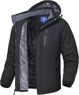 SPOSULEI Mens Skiing Jackets with Hoode Snowboarding Waterproof Fleece Liner Coats Windproof Winter Raincoat Multi Po...