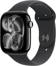 Apple Watch Series 11 [GPS 46mm] Smartwatch with Jet Black Aluminum Case with Black Sport Band - M/L. Sleep Score, Fi...