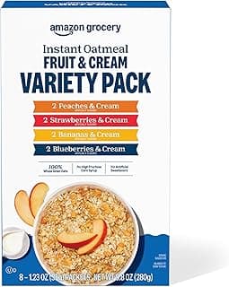 Amazon Grocery, Instant Oatmeal, Fruit & Cream Variety Pack, 9.8 Oz
