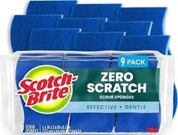 Scotch-Brite Zero Scratch Scrub Sponge, 9 Pack | Kitchen Sponges for Cleaning Home, Bathroom, Effective + Gentle Dish...