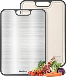 Titanium Cutting Boards for Kitchen, Non Toxic 2-in-1 Cutting Board Double Sided, Food Grade Chopping Boards for Fres...