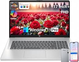 HP 17 Inch Laptop, 17.3" FHD IPS Display, AMD Ryzen 5 7430U (Up to 4.5GHz), 20 GB RAM, 512 GB SSD, Wi-Fi 6, Bluetooth...