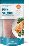 Amazon Fresh Brand, Wild Caught Pink Salmon Skinless Fillet Portions, Frozen, Sustainably Sourced, Phosphate Free, 1 Lb
