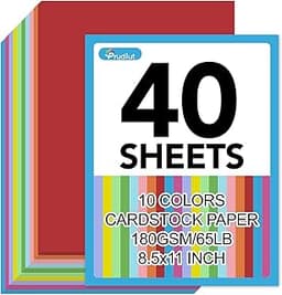40 Sheets Colored Cardstock 8.5 x 11, 10 Assorted Colors Construction Paper 180GSM/65LB Card Stock Printer Paper for ...