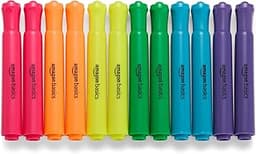 Amazon Basics Tank Style Highlighters, Chisel Tip, Bible Highlighter, Office and School Supplies, 12 Pack, Assorted C...