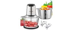 Liebe&Lecker Electric Food Chopper, 350W Food Processor with 2 Bowls | Dual 8-Cup Stainless Steel Meat Grinder, 2-Spe...