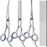 Professional 4 in 1 Dog & Cat Grooming Scissors Kit with Safety Round Tips,Sharp & Durable,Dog Shears for Grooming - ...