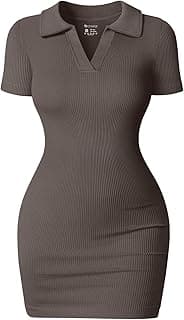 OQQ Women's Short Sleeve Tummy Control Bodycon Mini Dresses