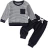 Baby Toddler Boys Waffle Knit Set, 2 Piece Sweatshirt Jogger Pants Outfit