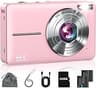 Lecran Digital Camera, FHD 1080P Point and Shoot Camera for Kids Teens Pink | 32GB Card, Filters 16X Zoom Anti-Shake,...
