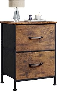 WLIVE Night Stand, Small Dresser with 2 Drawers & Wooden Top, Nightstand with Fabric Bins, Bedside Table End Table fo...